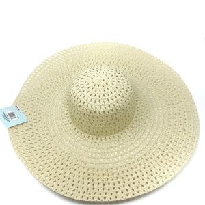 Women's Handmade Cream Straw Floppy Beach Sun Hat